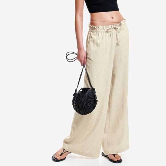 H&M Beige Linen Blend Dress Pants(Size 8) - Picture 1 of 8